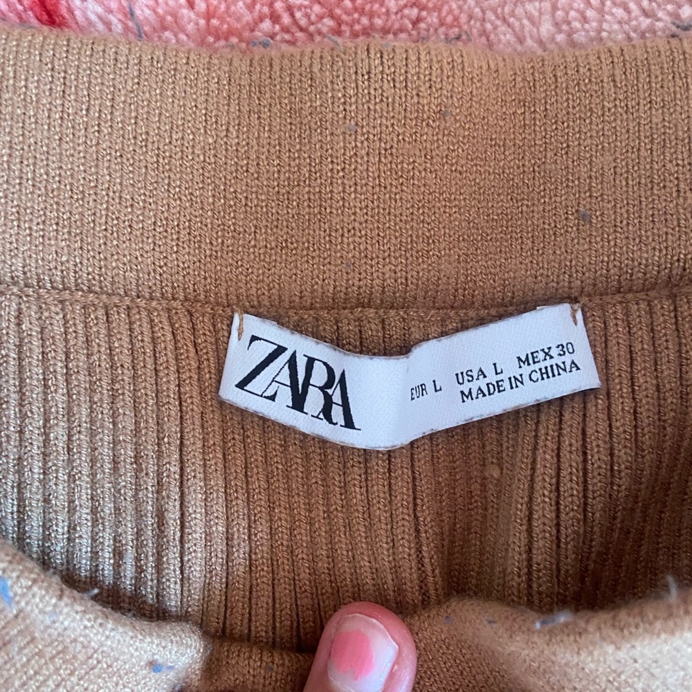 Camel Brown Zara sweater skirt